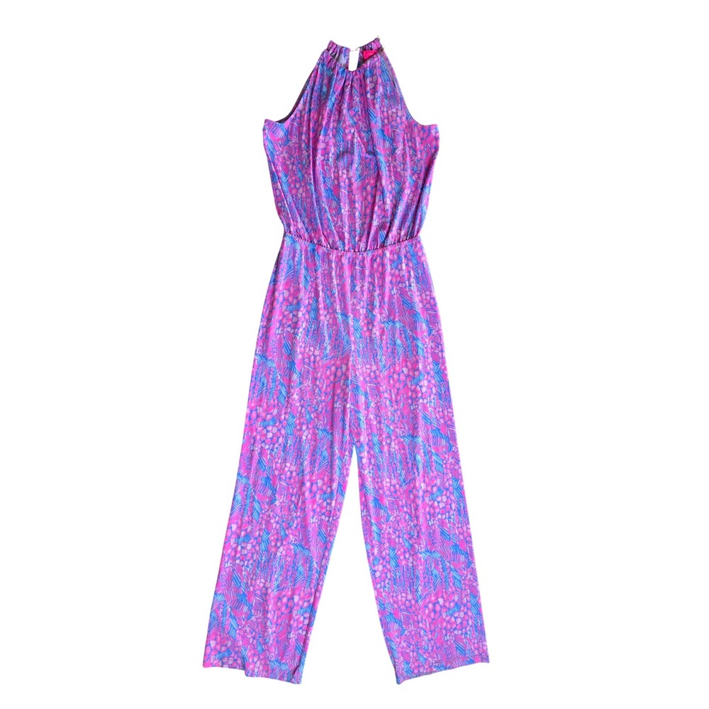 Lilly Pulitzer Bowen Jumpsuit Pink Sorbet High Altitude Giraffe Print Size Large